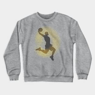 Basketball Player Dunking Sprayed Yellow Grey Crewneck Sweatshirt